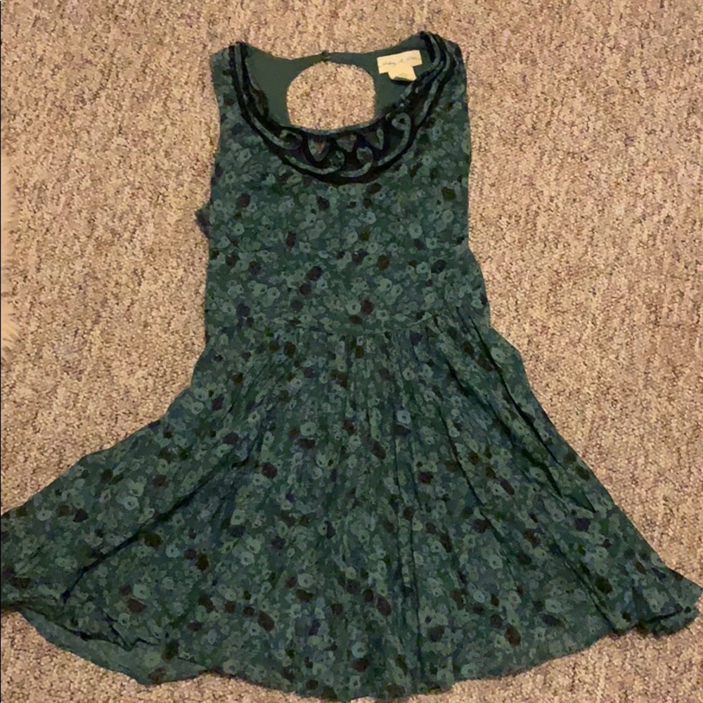 Anthropologie Green Fit and Flare Sun Dress